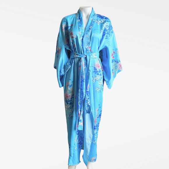 Kimonos & Yukatas Aqua Light Weight Polyester Japanese Yukata Kimono Robe Poshmark